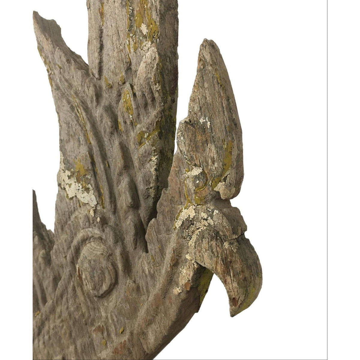 Large 19th Century Thai Wooden Temple Dragon - 49" H X 24" W X 1" D