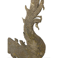 Large 19th Century Thai Wooden Temple Dragon - 49" H X 24" W X 1" D