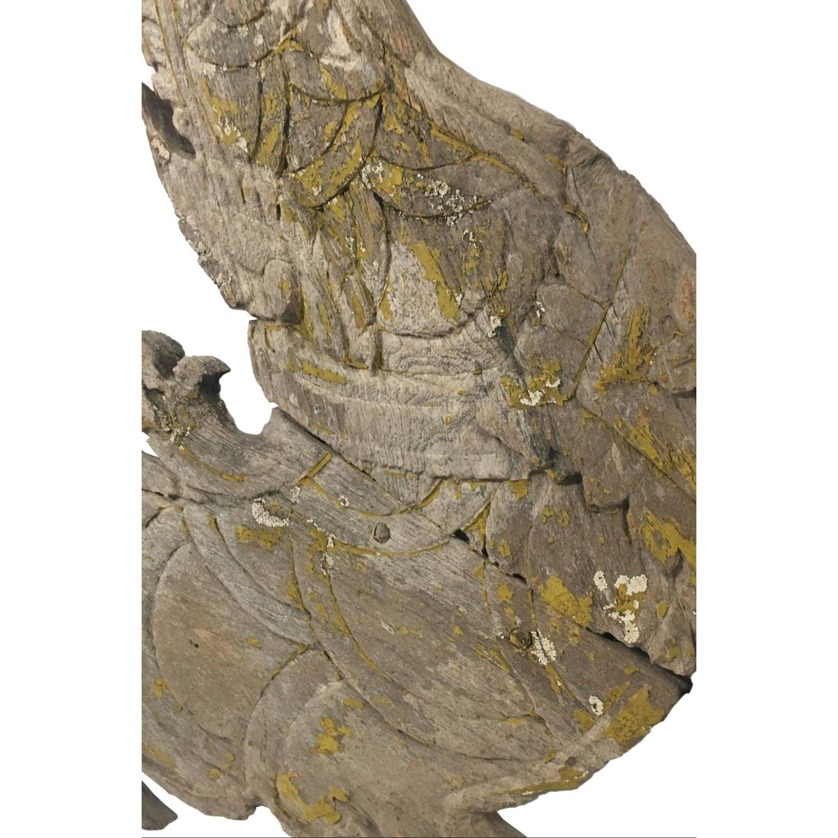 Large 19th Century Thai Wooden Temple Dragon - 49" H X 24" W X 1" D