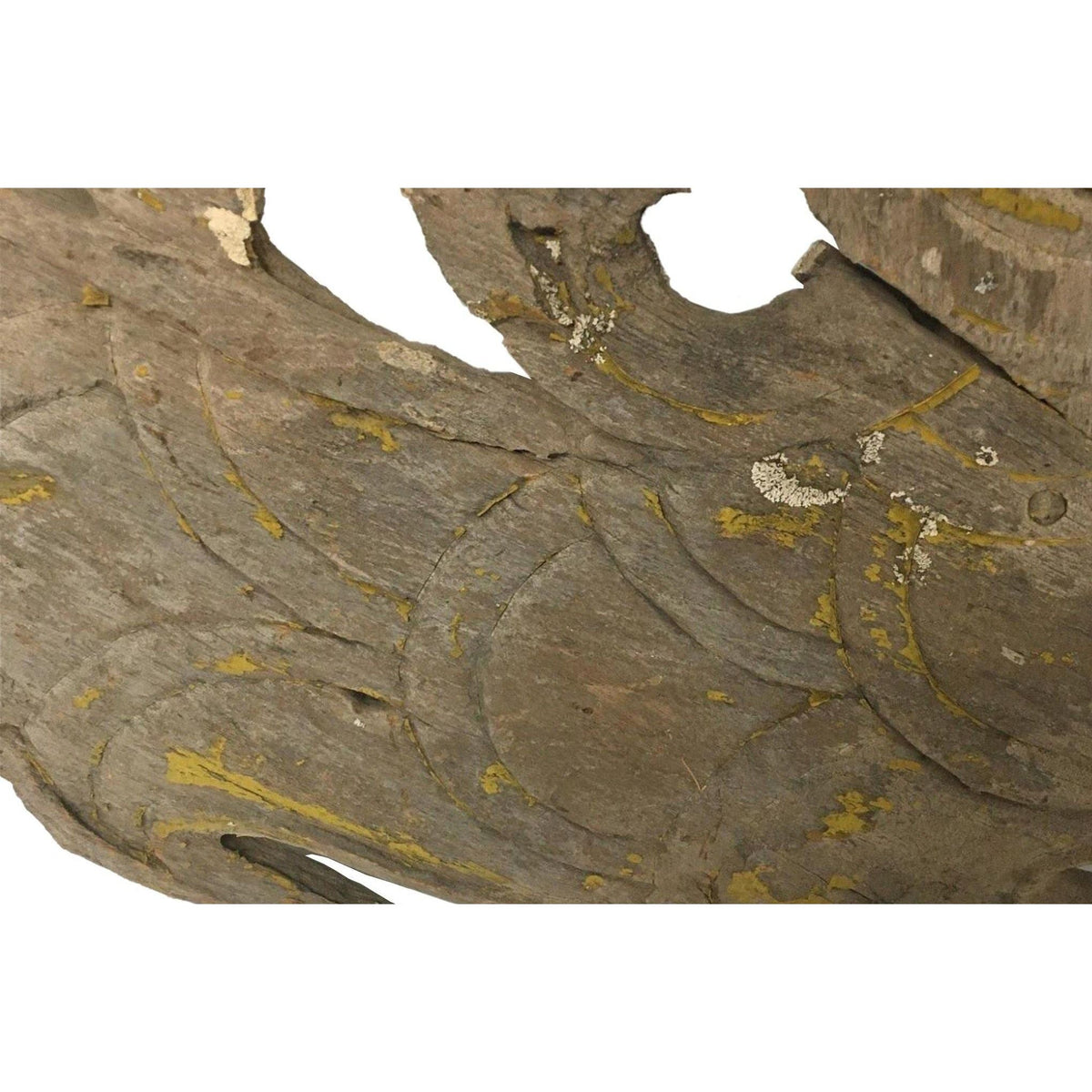 Large 19th Century Thai Wooden Temple Dragon - 49" H X 24" W X 1" D