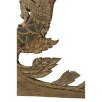 Large 19th Century Thai Wooden Temple Dragon - 42" H X 34" W X 2.5" D