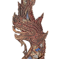Large 19th Century Thai Wooden Temple Dragon - 42" H X 30" W