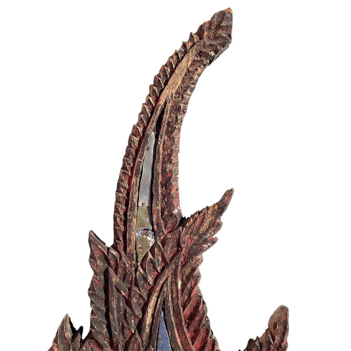 Large 19th Century Thai Wooden Temple Dragon - 42" H X 30" W