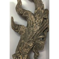 Large 19th Century Thai Wooden Temple Dragon with Natural Grayish Patina - 47" H X 20" W X 3" D