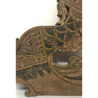 Large 19th Century Thai Wooden Temple Dragon with Natural Patina & Slight Mustard/Gray Coloration - 42" H X 35" W X 3" D