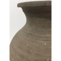 Chinese Ming Dynasty Martaban Pot with Gray & Brown Tones - 9" H X 8" Diam.