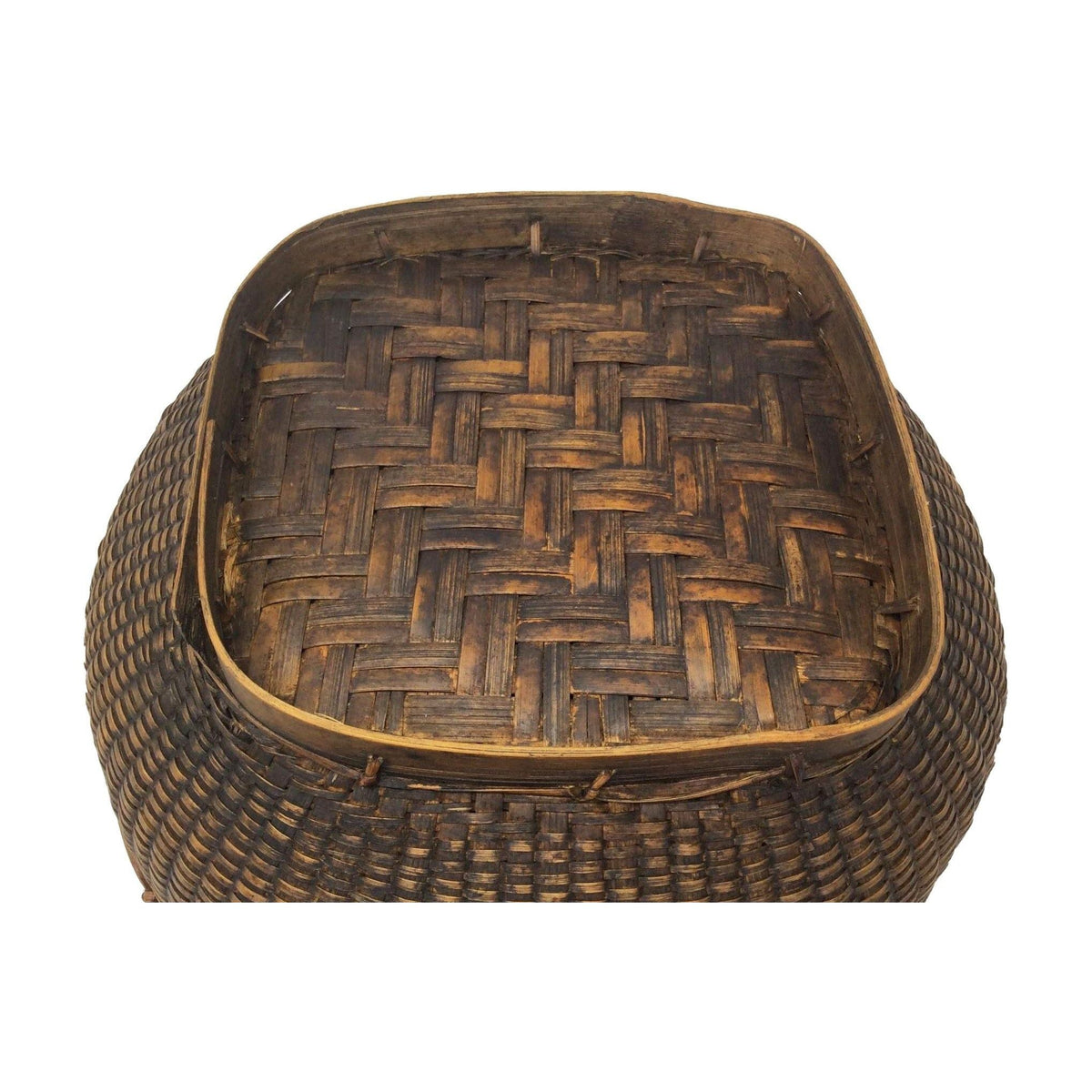 Vintage Round Lidded Basket from the Philippines Measuring 8 Inches Tall by 14 Inches Diameter