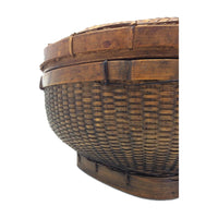 Vintage Round Lidded Basket from the Philippines Measuring 8 Inches Tall by 14 Inches Diameter