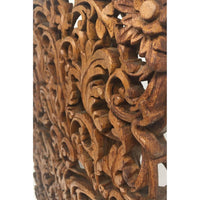 Hand-Carved Teak Panel with Kanote Pattern from Burma/Myanmar - 17" H X 12" W X 1" D (2 of 4)