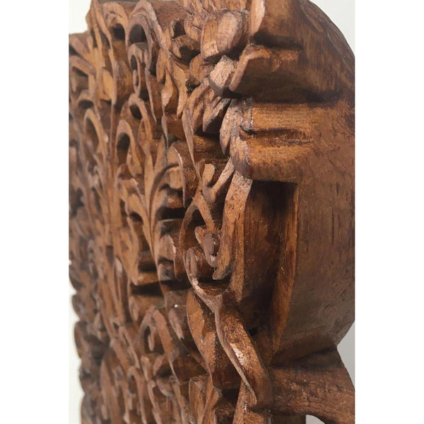 Hand-Carved Teak Panel with Kanote Pattern from Burma/Myanmar 17" H X 12" W X 1" D (4 of 4)