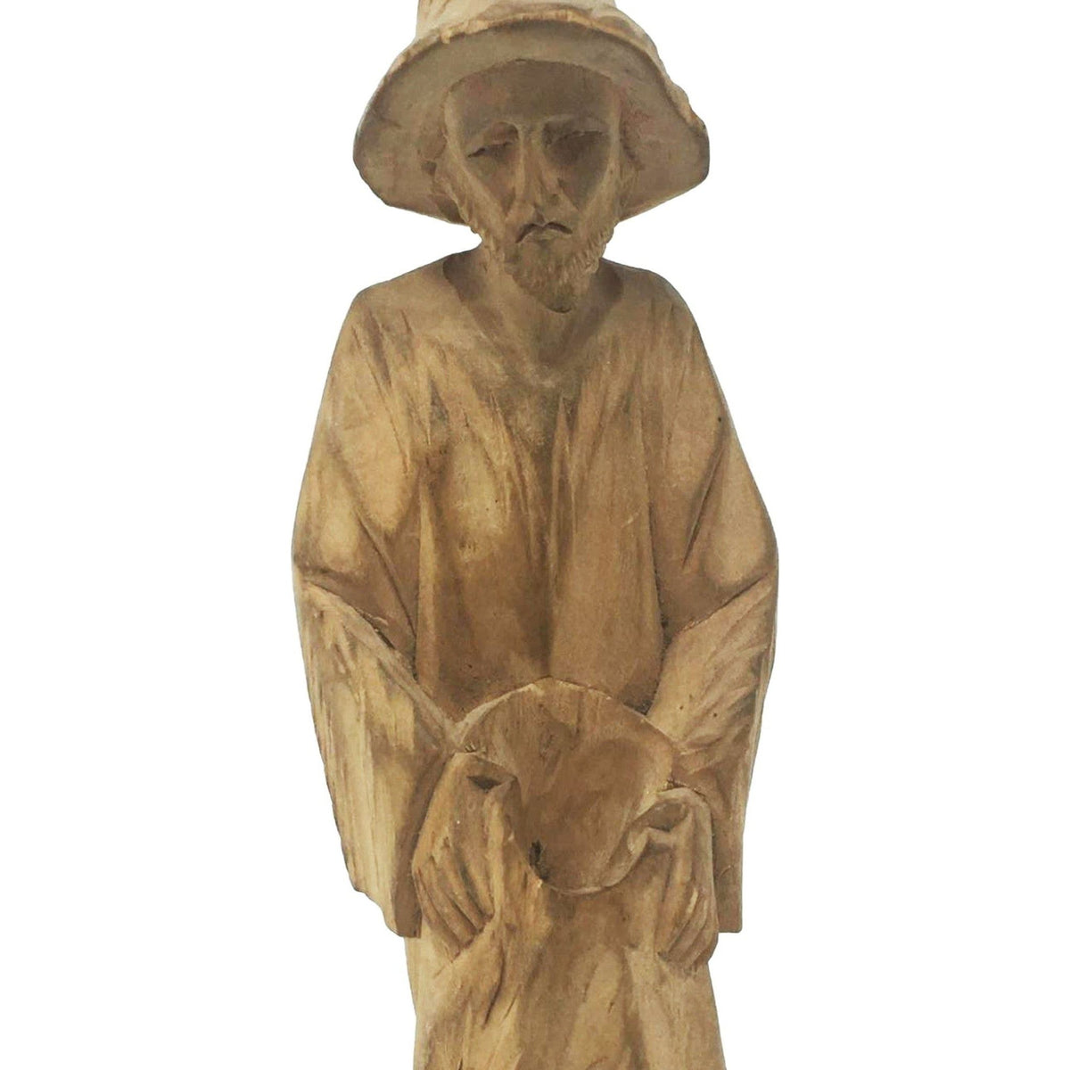 Vintage 1960s Ecuadorian Wooden Carved Peasant/Traveler with Acrylic Base Measuring 8.5 Inches Tall