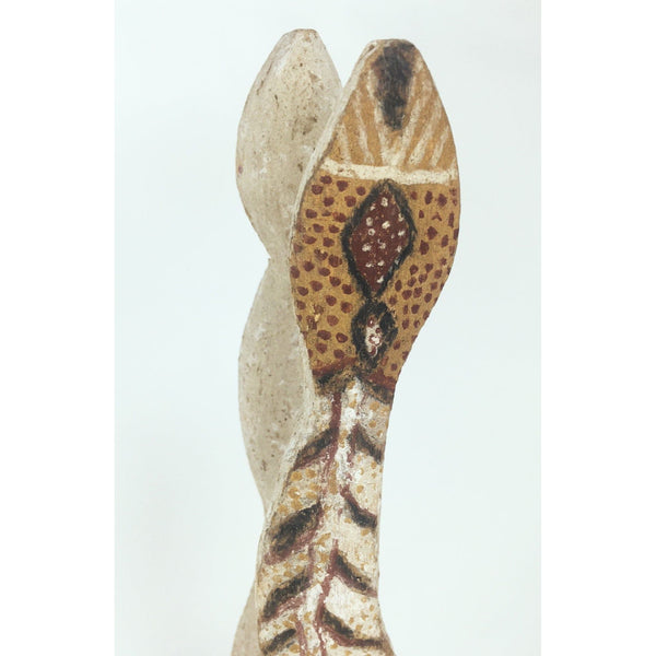 Australian Aboriginal Wood Carving of Two Snakes from the Tiwi Islands Measuring 20 Inches Tall on New Acrylic Base