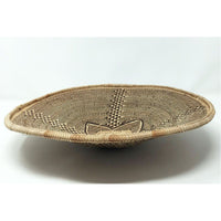 Set of Three Sangwe Handwoven Round Baskets with Geometric Patterns in Neutral Earth Tones from Zimbabwe