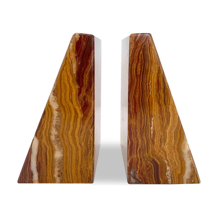 Set of 2 Saffron Brown Onyx Bookends - 6" H X 4" W X 3" D (Each)