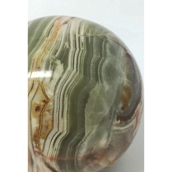 Multicolor/Green Onyx Sphere with Onyx Base