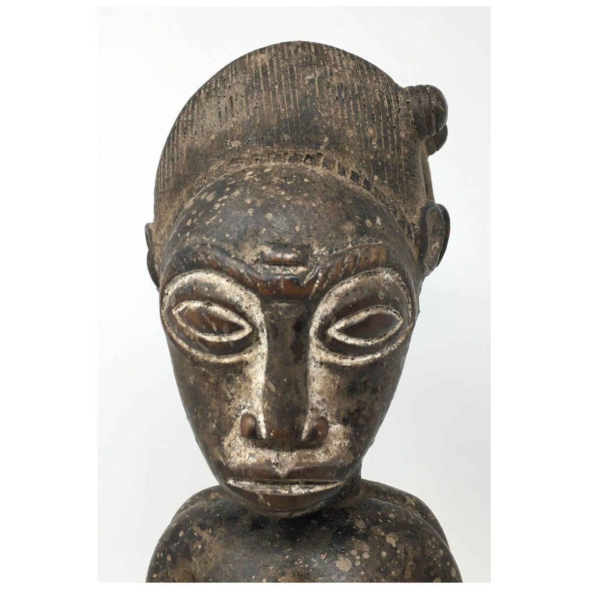 Antique Baule Hand-Carved Husband & Wife Ancestral Figure from Ivory Coast - 16" H X 5" W X 5" D