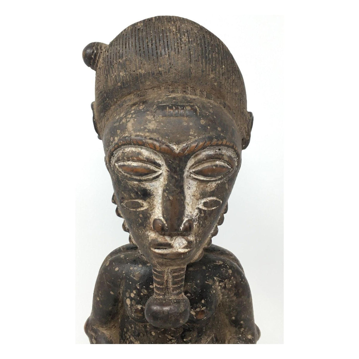 Antique Baule Hand-Carved Husband & Wife Ancestral Figure from Ivory Coast - 16" H X 5" W X 5" D