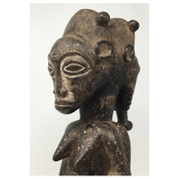 Antique Baule Hand-Carved Husband & Wife Ancestral Figure from Ivory Coast - 16" H X 5" W X 5" D