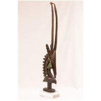 Male Bamana/Bambara Chiwara Carved Wood Figure Headdress from Mali - 33.5" H X 7.5" D X 2.5" W