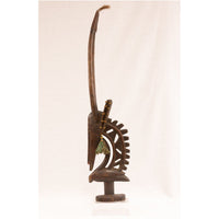 Male Bamana/Bambara Chiwara Carved Wood Figure Headdress from Mali - 33.5" H X 7.5" D X 2.5" W