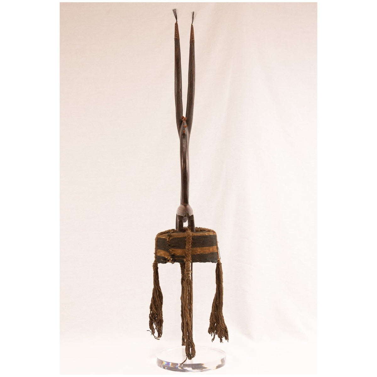 Male Bamana/Bambara Chiwara Carved Wood Figure Headdress with Cap from Mali - 39.25" H X 8.25" D X 2.25" W