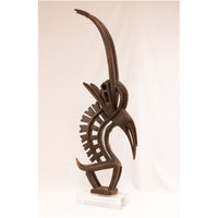 Large Male Bamana/Bambara Chiwara Carved Wood Figure Headdress from Mali - 41" H X 14.5" D X 3" W