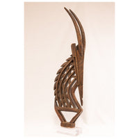 Large Male Bamana/Bambara Chiwara Carved Wood Figure Headdress from Mali - 42" H X  12.5" D X 2.5" W