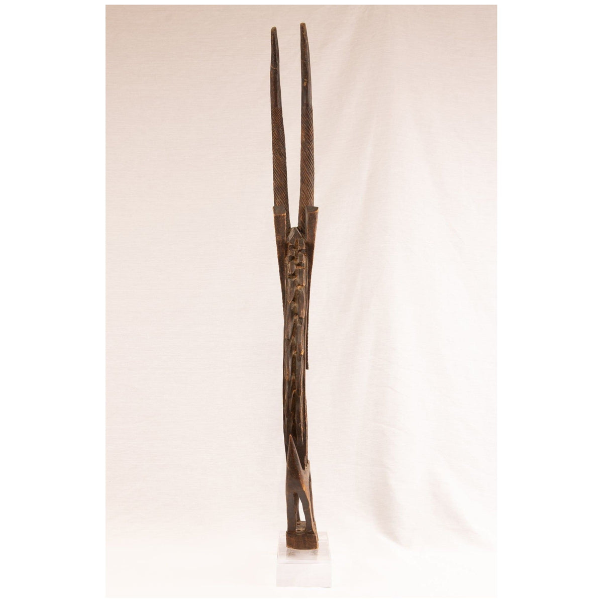 Large Male Bamana/Bambara Chiwara Carved Wood Figure Headdress from Mali - 42" H X  12.5" D X 2.5" W