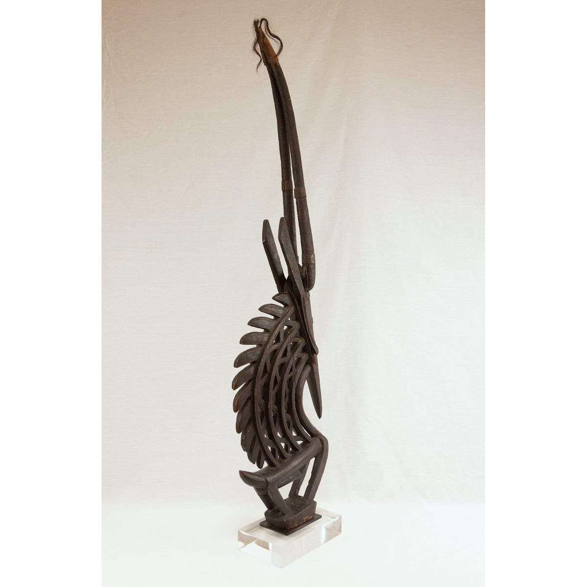 Large Male Bamana/Bambara Chiwara Carved Wood Figure Headdress from Mali - 52" H X 13" D X 3.5" W