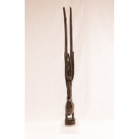 Large Female Bamana/Bambara Chiwara Carved Wood Figure Headdress from Mali - 40" H X 13.5" D X 3" W