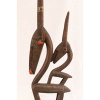 Large Female Bamana/Bambara Chiwara Carved Wood Figure Headdress from Mali - 37" H X 9" D X 2.75" W