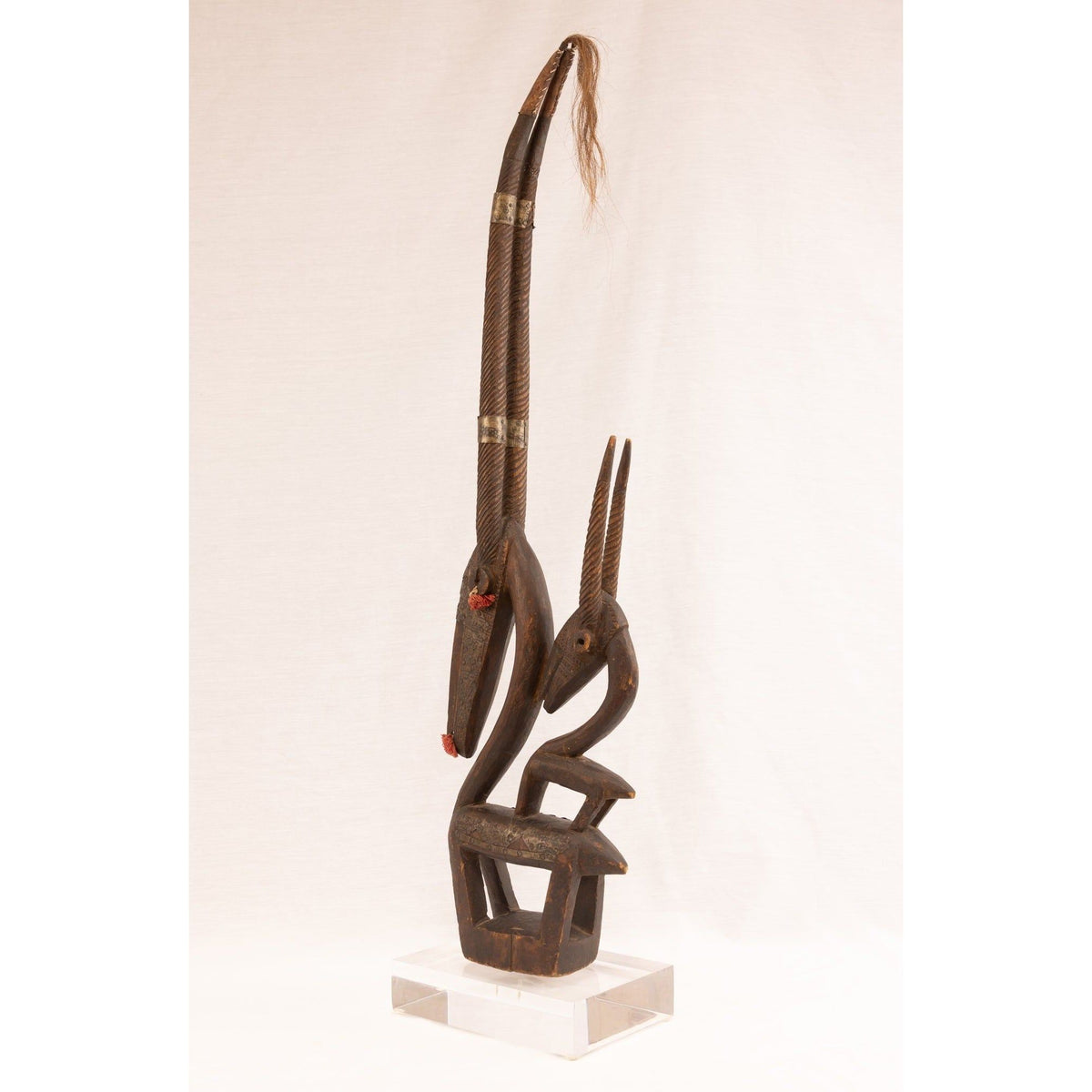 Large Female Bamana/Bambara Chiwara Carved Wood Figure Headdress from Mali - 37" H X 9" D X 2.75" W