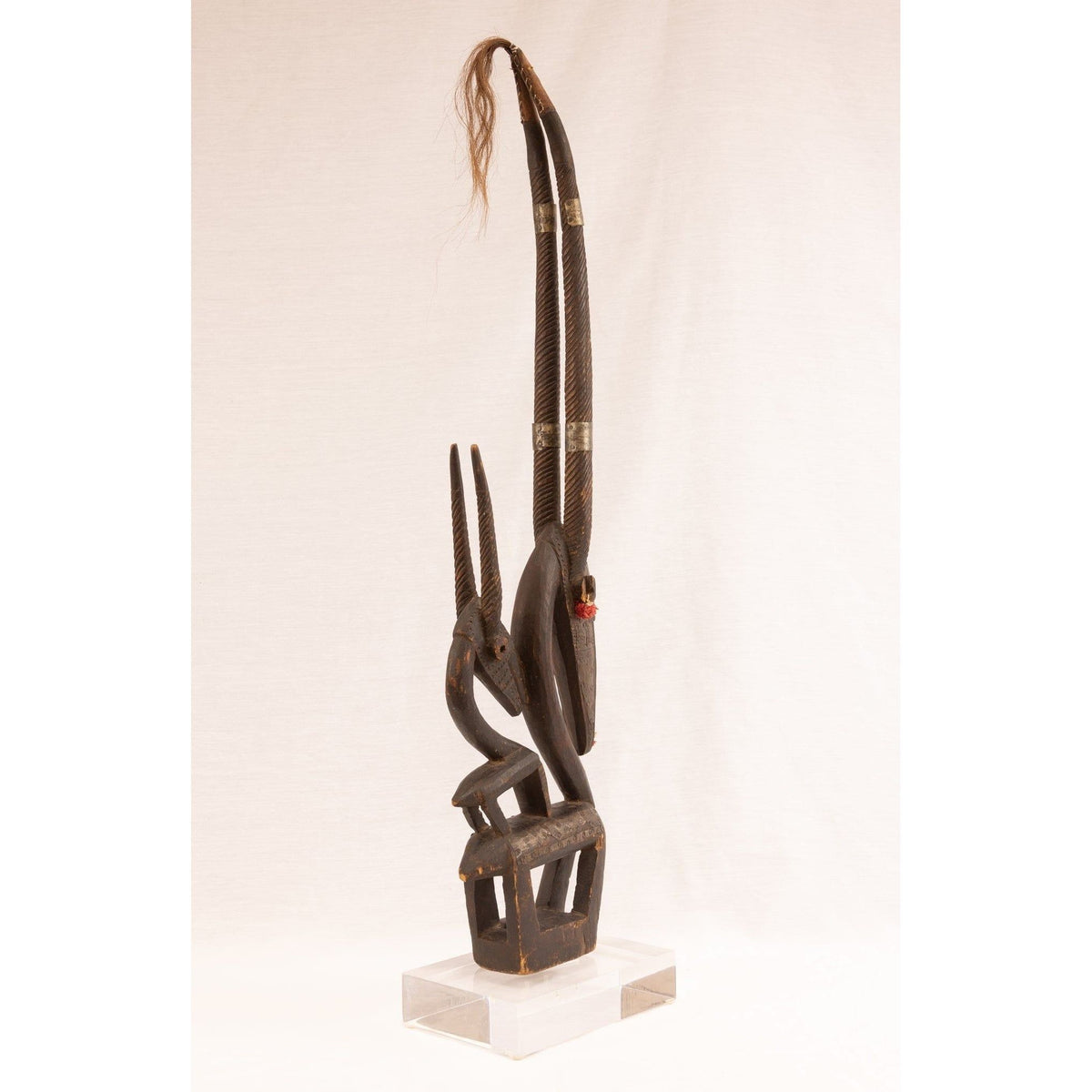 Large Female Bamana/Bambara Chiwara Carved Wood Figure Headdress from Mali - 37" H X 9" D X 2.75" W