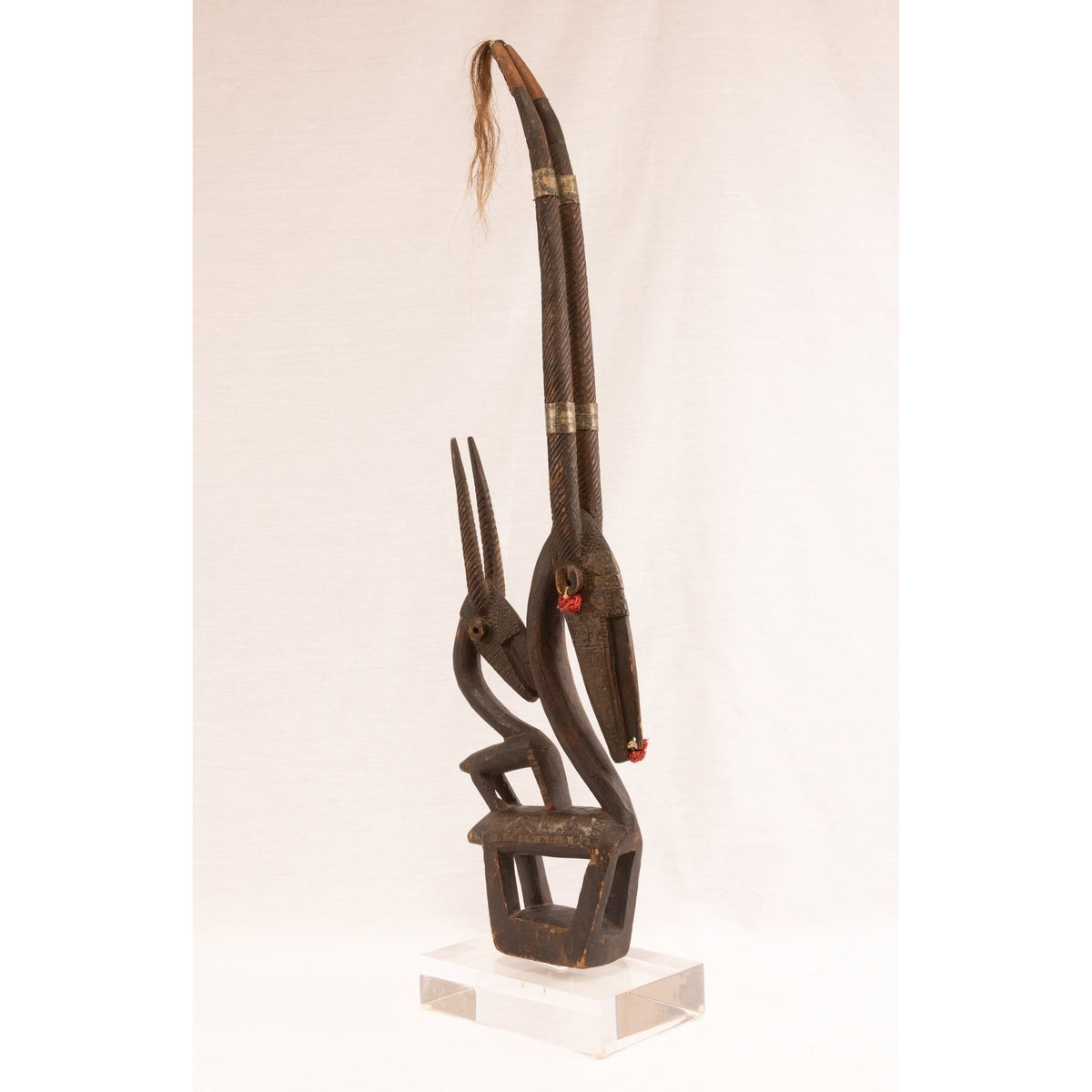 Large Female Bamana/Bambara Chiwara Carved Wood Figure Headdress from Mali - 37" H X 9" D X 2.75" W