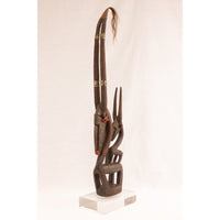 Large Female Bamana/Bambara Chiwara Carved Wood Figure Headdress from Mali - 37" H X 9" D X 2.75" W