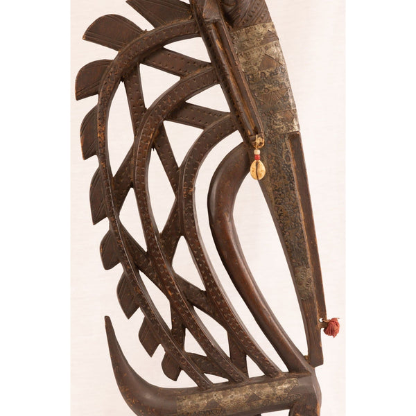 Large Male Bamana/Bambara Chiwara Carved Wood Figure Headdress from Mali - 54" H X 10.5" D X 3" W