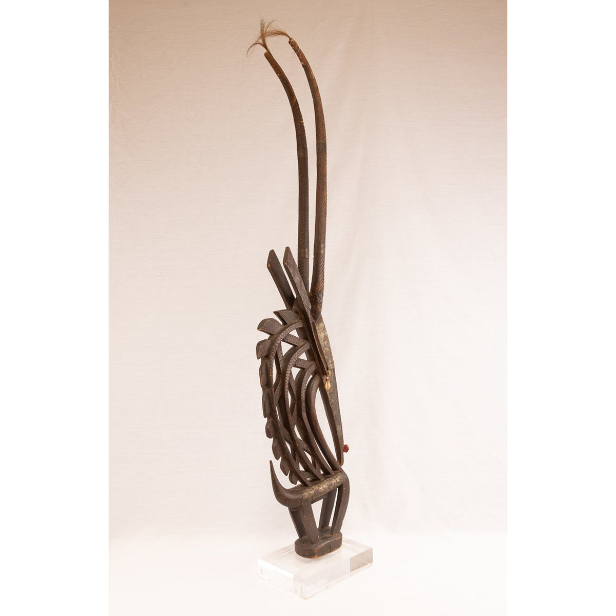 Large Male Bamana/Bambara Chiwara Carved Wood Figure Headdress from Mali - 54" H X 10.5" D X 3" W