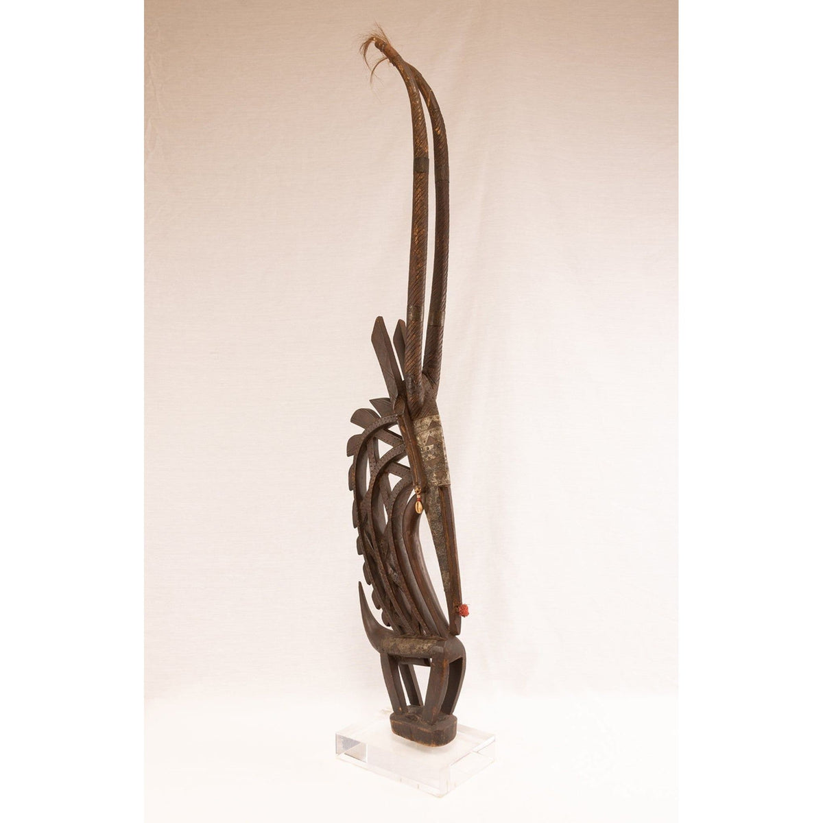 Large Male Bamana/Bambara Chiwara Carved Wood Figure Headdress from Mali - 54" H X 10.5" D X 3" W