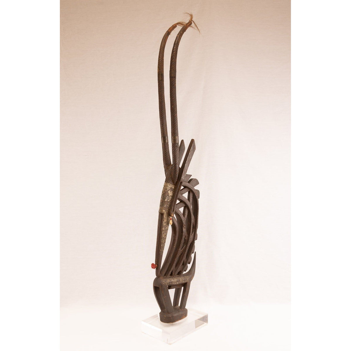 Large Male Bamana/Bambara Chiwara Carved Wood Figure Headdress from Mali - 54" H X 10.5" D X 3" W