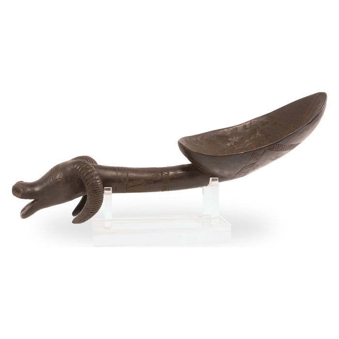 Dan Ceremonial Ladle with Ram's Head from Ivory Coast - 21" L X 11" H