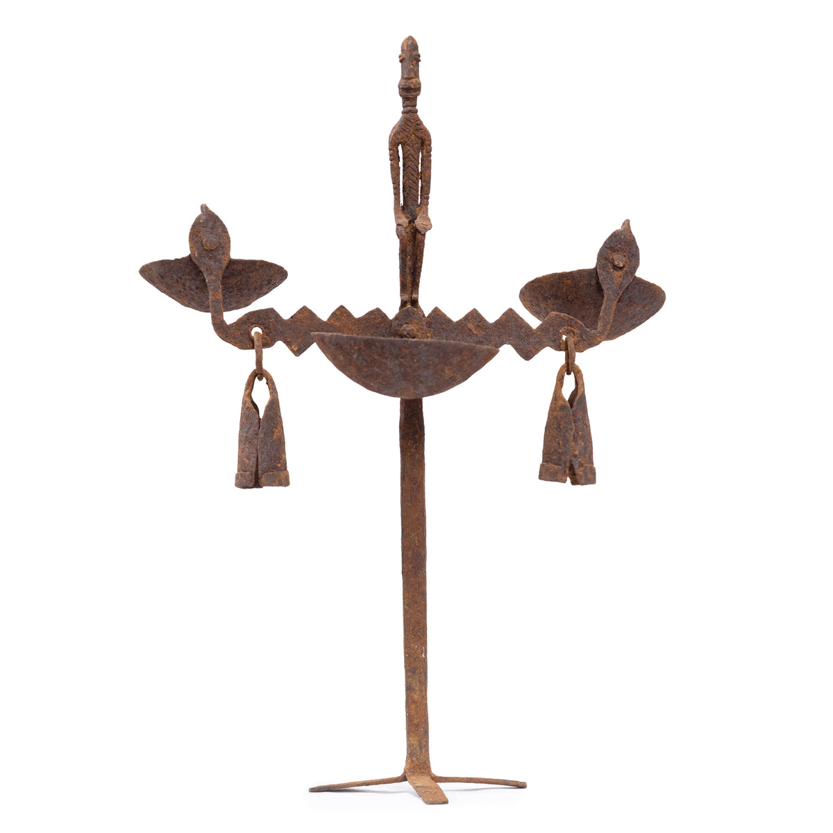 African Dogon Figurative Ceremonial Iron Oil Lamp from Mali