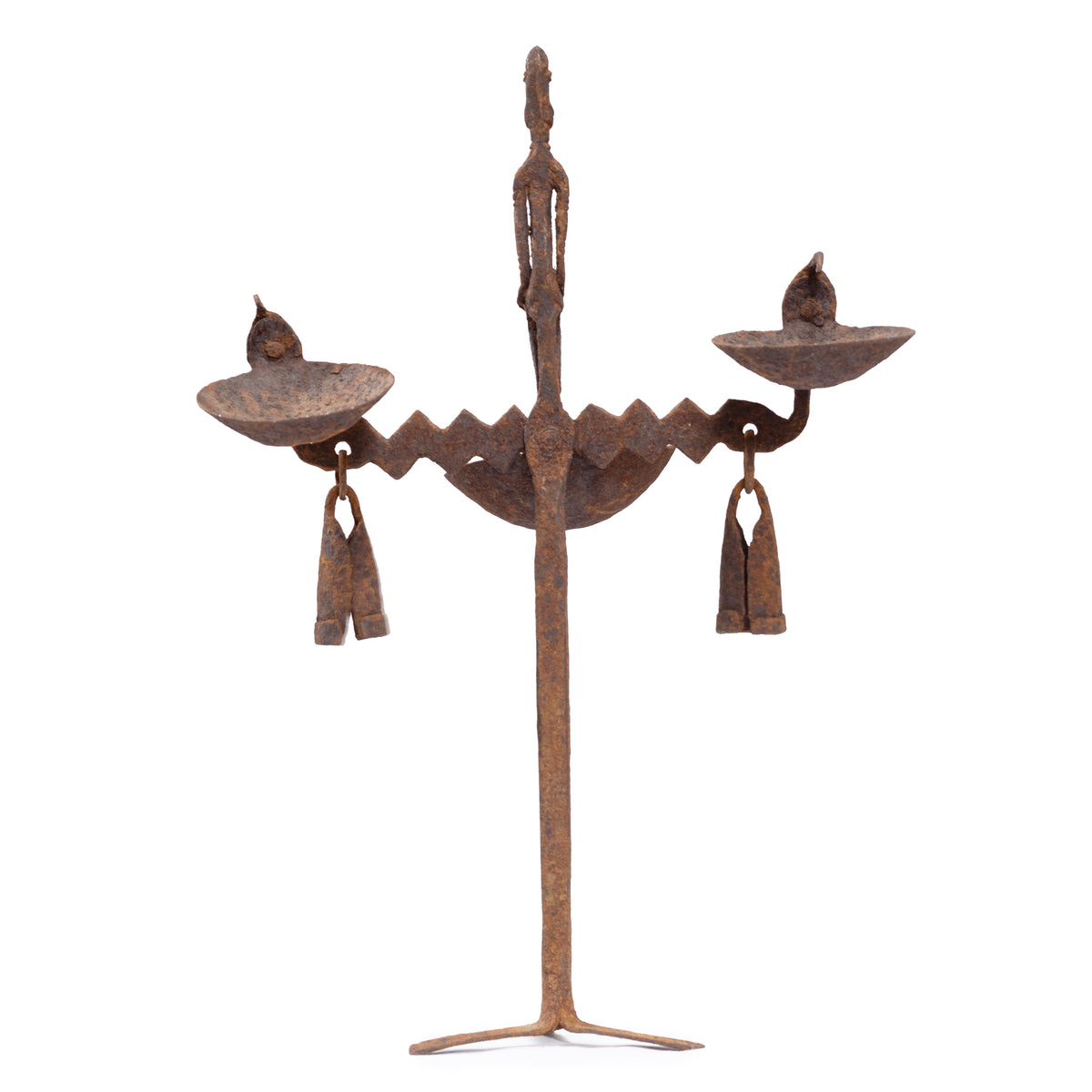 African Dogon Figurative Ceremonial Iron Oil Lamp from Mali