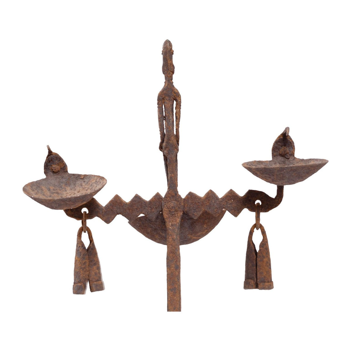 African Dogon Figurative Ceremonial Iron Oil Lamp from Mali