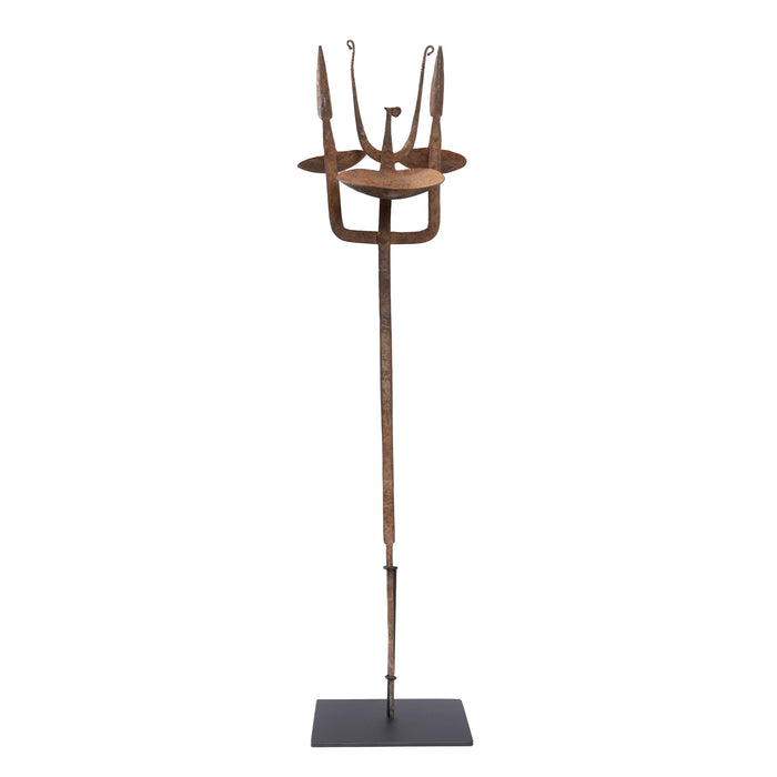 Dogon/Bambara Iron Oil Lamp from Mali with Stand - 35" H X 7" W