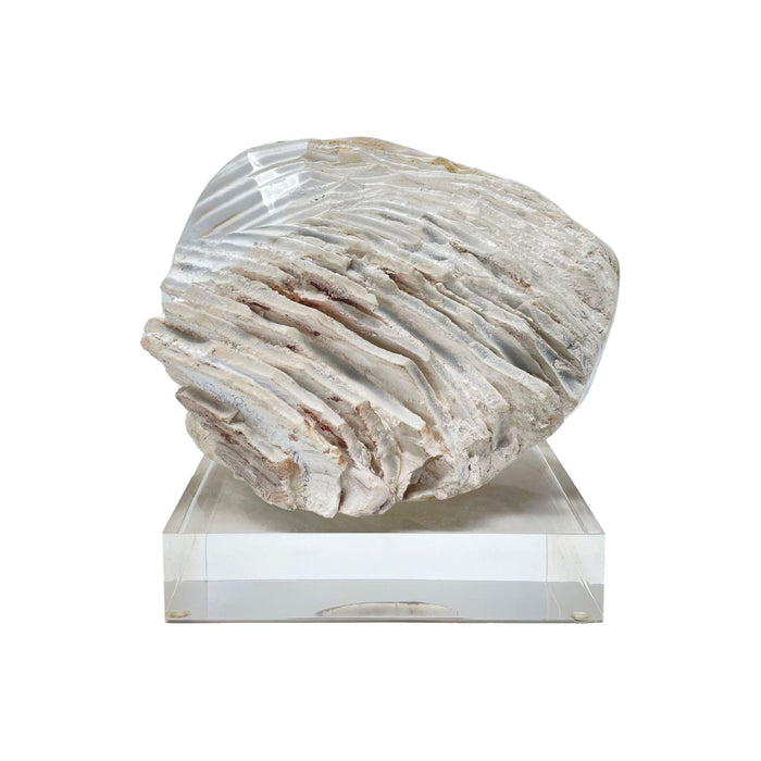 White Agate Freeshape on Acrylic Base - 4" H X 6" L X 3" D