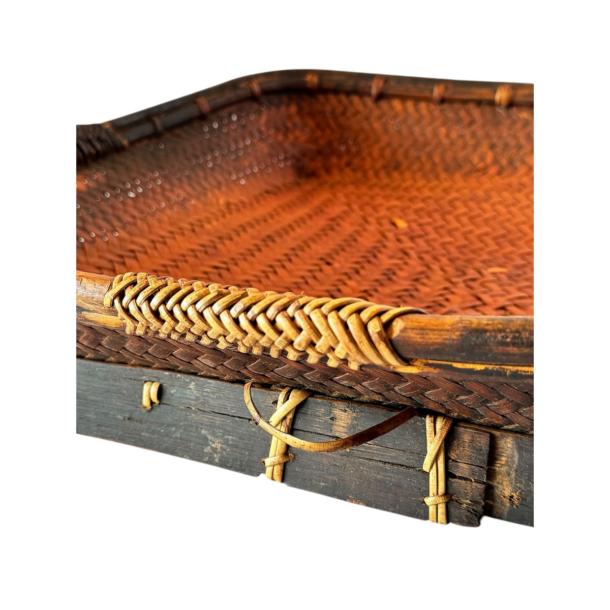 Large Mid-Century Philippine Ifugao Winnowing Tray - 24" x 25" square