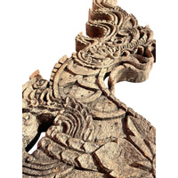 Large 19th Century Thai Wooden Temple Dragon - 48" H x 32" W X 1.75" D