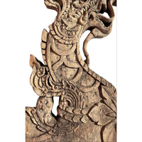 Large 19th Century Thai Wooden Temple Dragon - 48" H x 32" W X 1.75" D