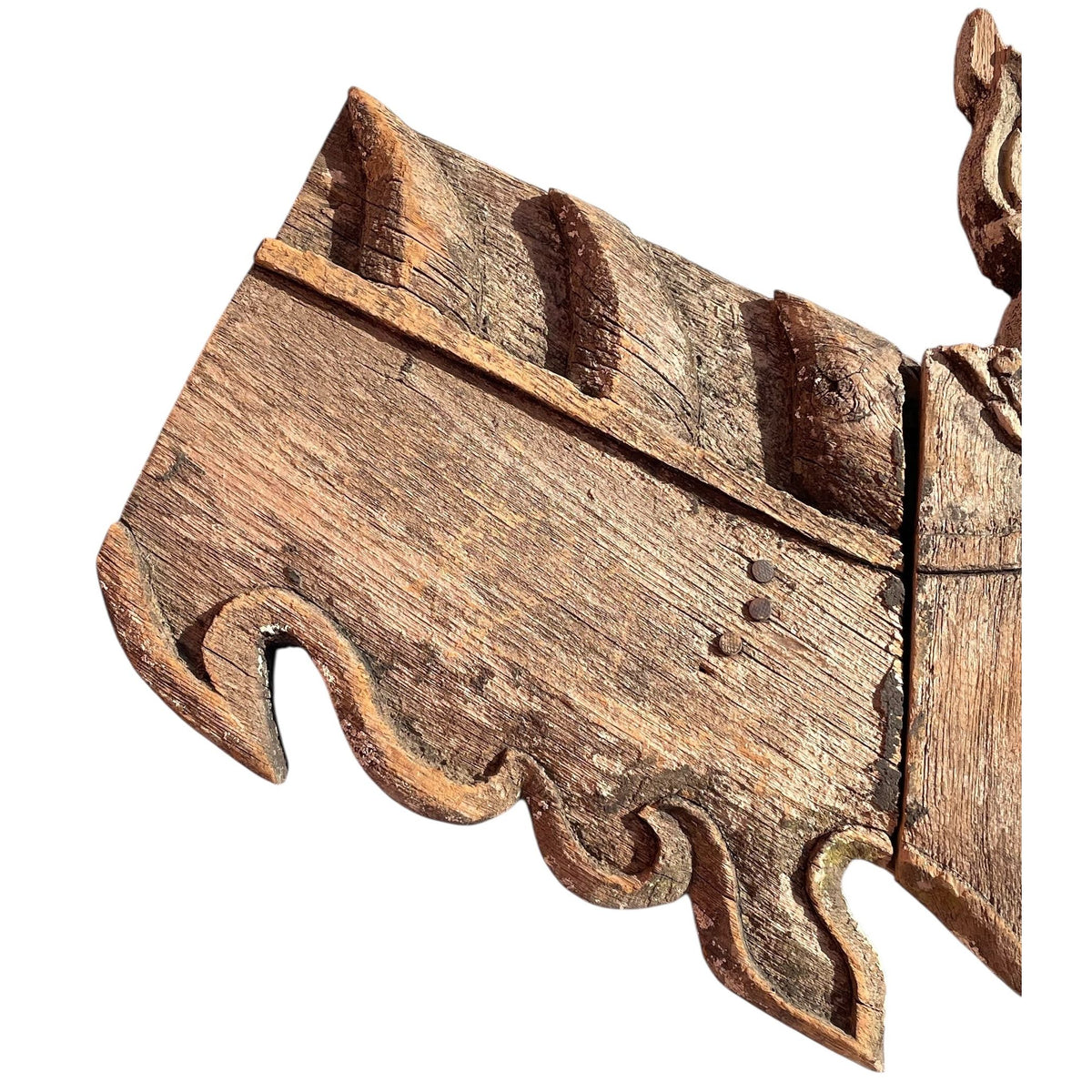 Large 19th Century Thai Wooden Temple Dragon - 48" H x 32" W X 1.75" D