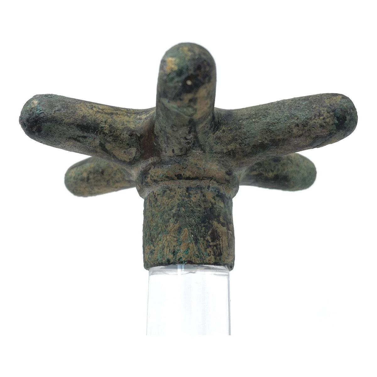 3 Pre-Columbian Stone & Copper Mace Heads on Custom Acrylic Stands